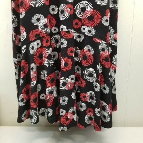 Hanna Andersson XS Dress Red Black Floral Ruffled Hem Maxi Modest Stretch - Picture 3 of 6